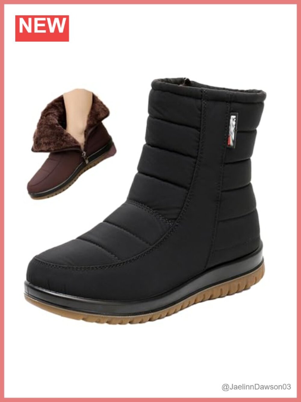 Women's Waterproof Winter Snow Boots Faux Fur Lined Non-Slip Ankle Boots with